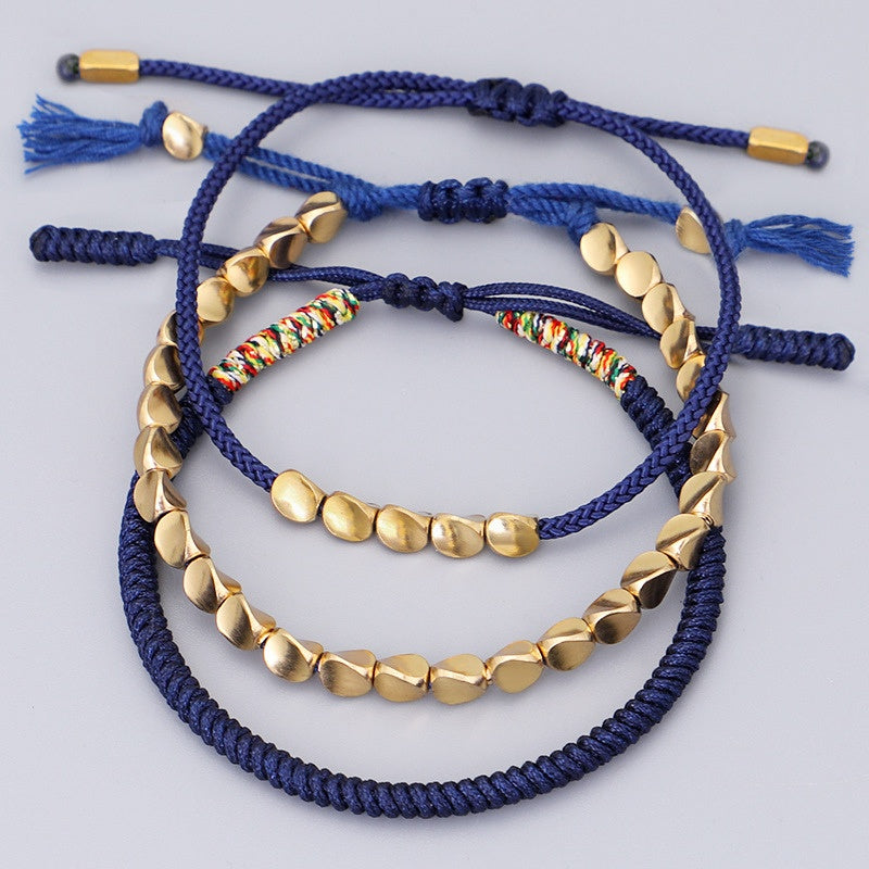 Blue Copper Beads Bracelet Set