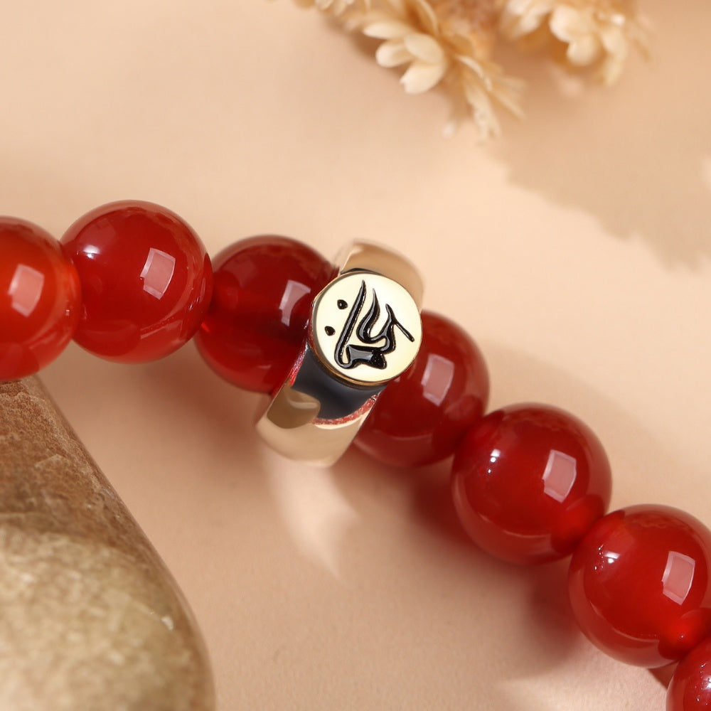 Red Agate Buddhist Guardian Deities Bracelet - Zodiac Bracelet for Luck, Protection