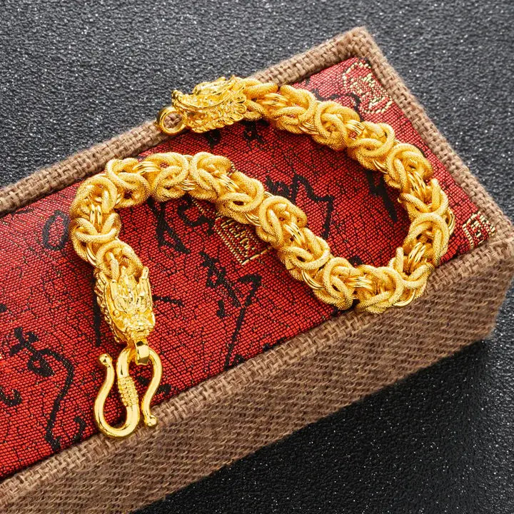 Double-Headed Golden Dragon Luck Bracelet