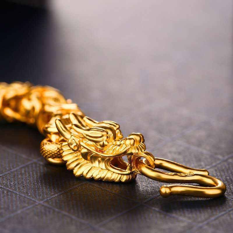 Double-Headed Golden Dragon Luck Bracelet