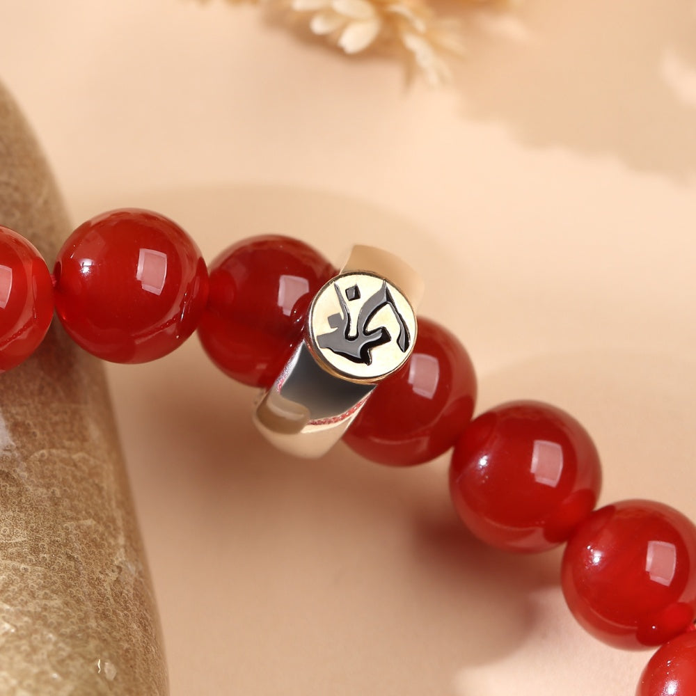 Red Agate Buddhist Guardian Deities Bracelet - Zodiac Bracelet for Luck, Protection