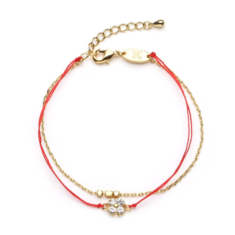 Red String Lucky Clover Bracelet