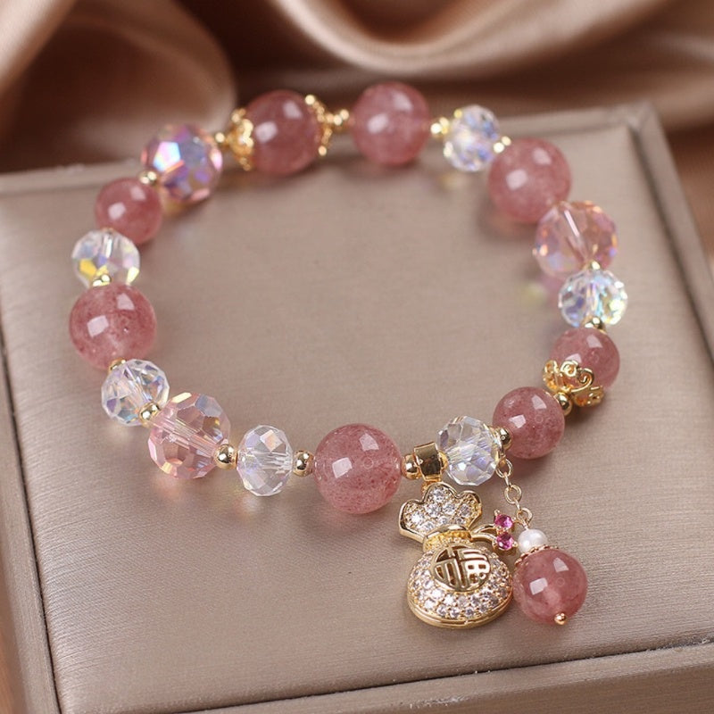 Strawberry Quartz Heart Bracelet
