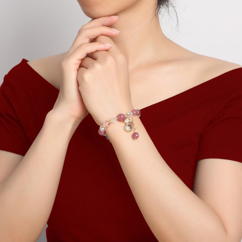 Strawberry Quartz Heart Bracelet