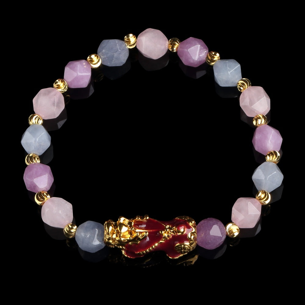 The Prosperity Bracelet - Amethyst, Aquamarine, Rose Quartz Pixiu
