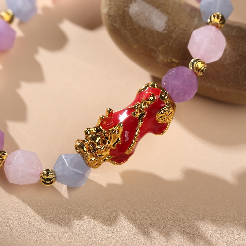 The Prosperity Bracelet - Amethyst, Aquamarine, Rose Quartz Pixiu