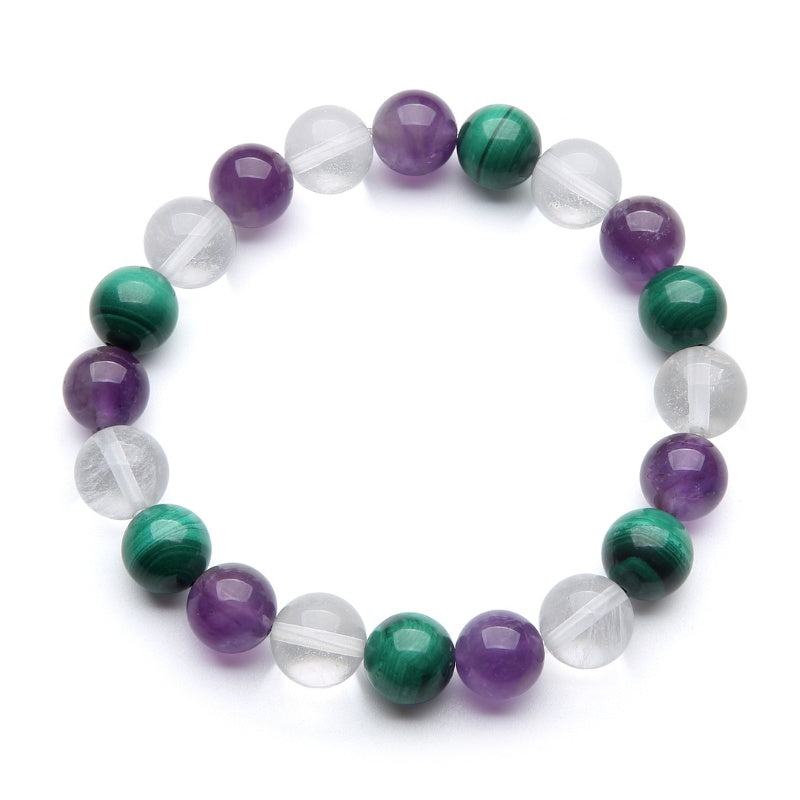 Triple Healing Bracelet – Amethyst, Malachite, Clear Quartz