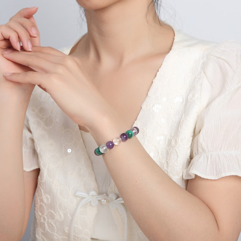 Triple Healing Bracelet – Amethyst, Malachite, Clear Quartz