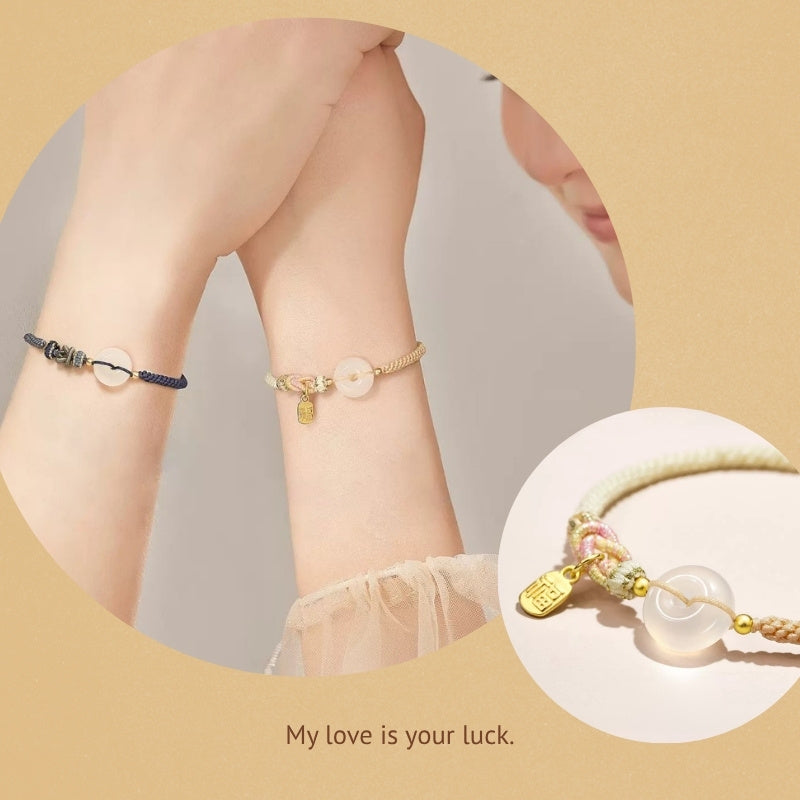White Agate Fu Couple Bracelets - Give the Gift of Luck